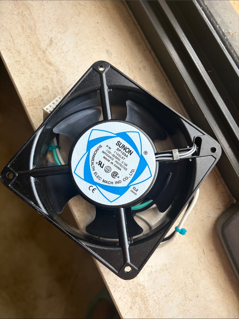 SUNON Black 80mm SP103A Cooling Fan with 3-Wire Connector